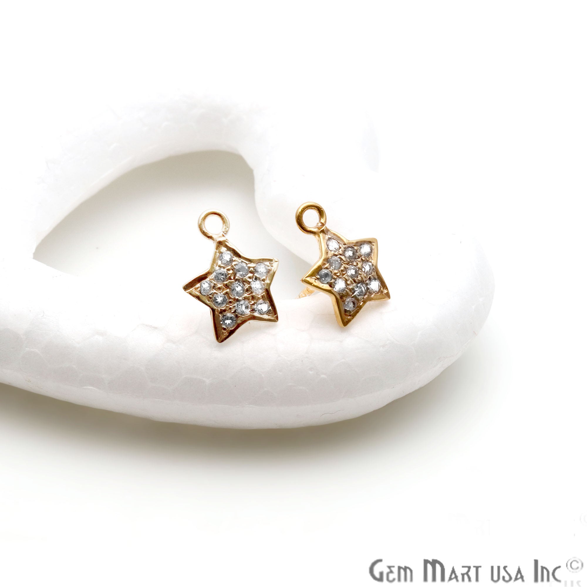 DIY Star Shape Cubic Zircon 12x9mm Gold Plated Single Bail Stud Earring - GemMartUSA