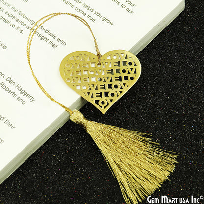 Metal Heart Love Bookmark With Tassel. Gold Bookmark, Reader Gift, Handmade Bookmark, Page Marker, Aesthetic Gift, 51x40mm