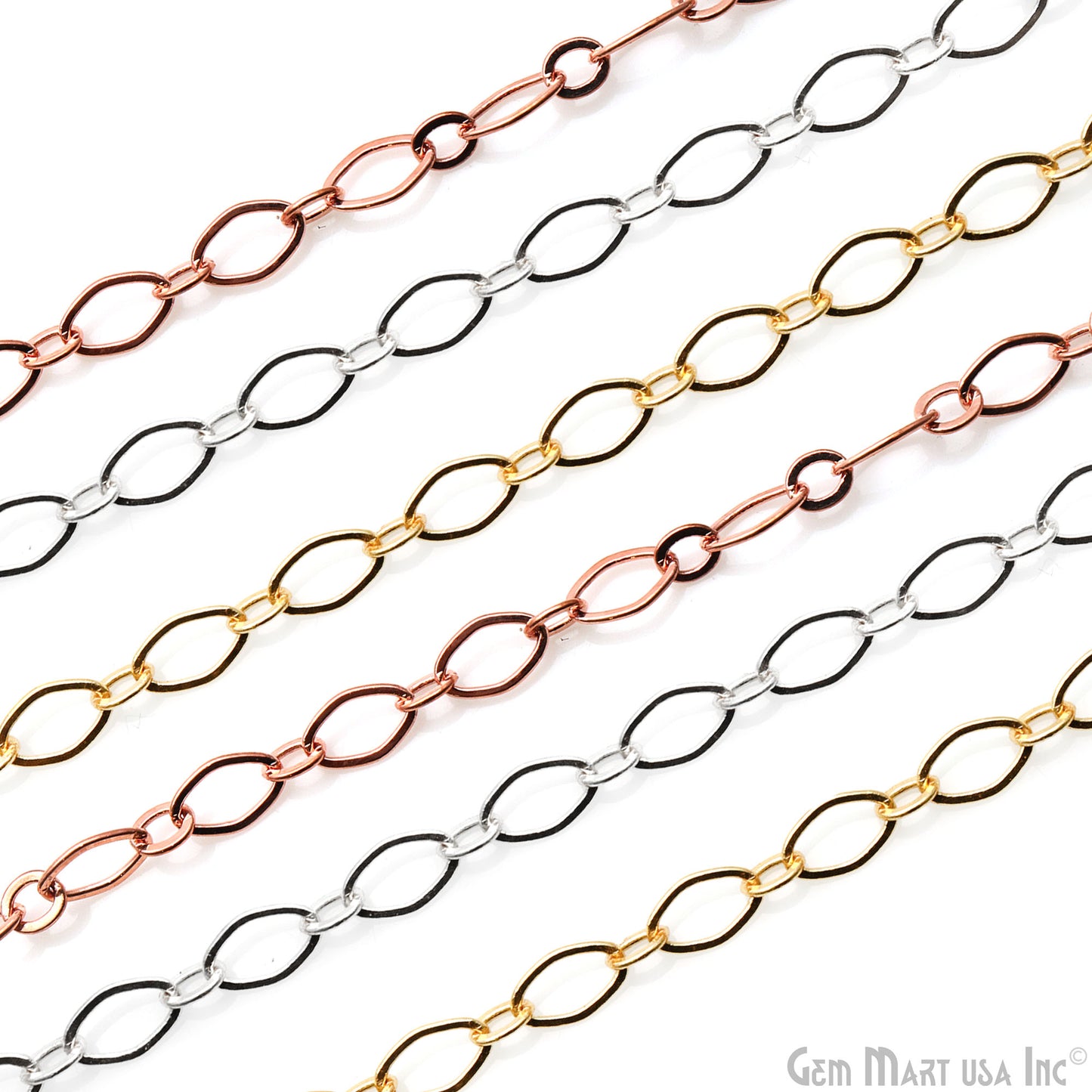 Marquise & Round Link Chain Necklace 6x3mm Marquise Finding Link Chain Necklace