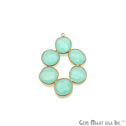 Aqua Chalcedony Gemstone 47x35mm Gold Bezel Component - GemmartUSA