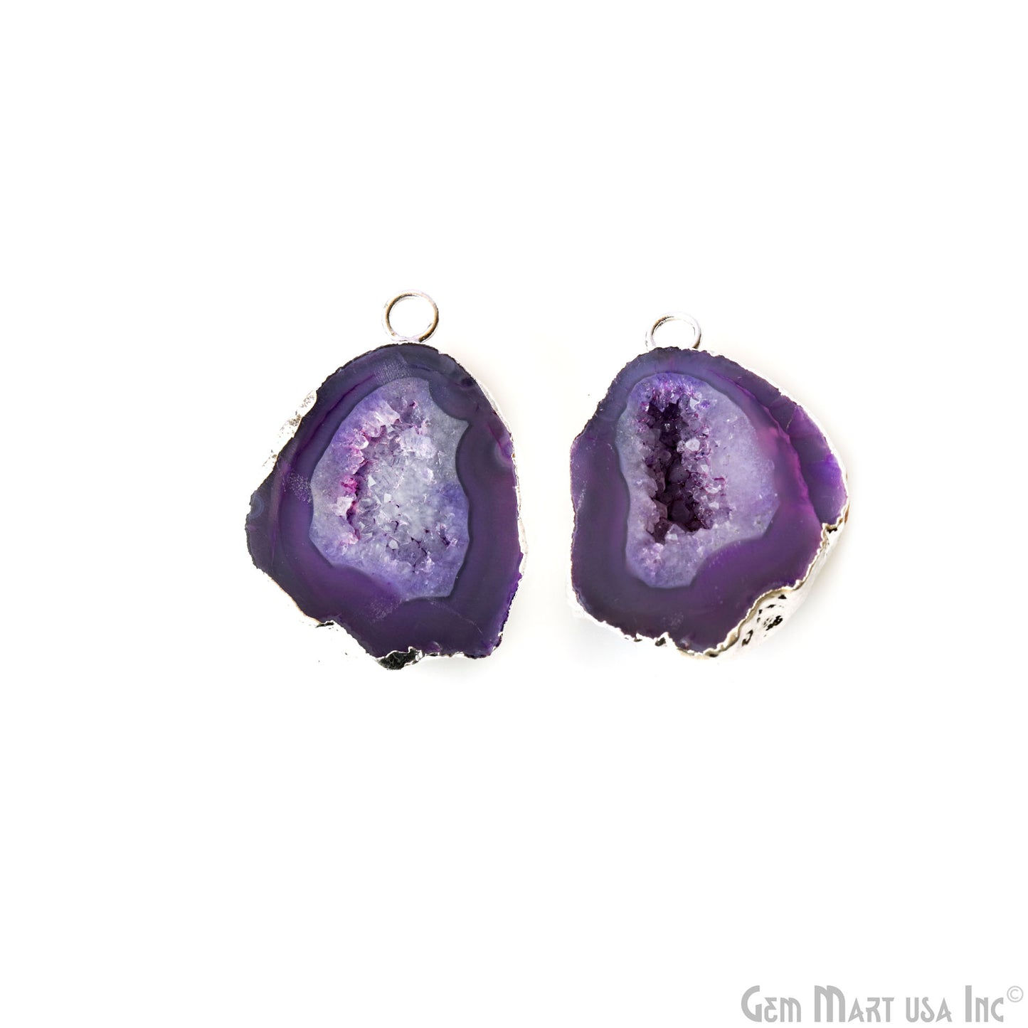 Geode Druzy 23x31mm Organic Silver Electroplated Single Bail Gemstone Earring Connector 1 Pair