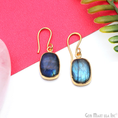 Flashy Labradorite 19x12mm Cabochon Octagon Single Bail Gold Electroplated Gemstone Connector