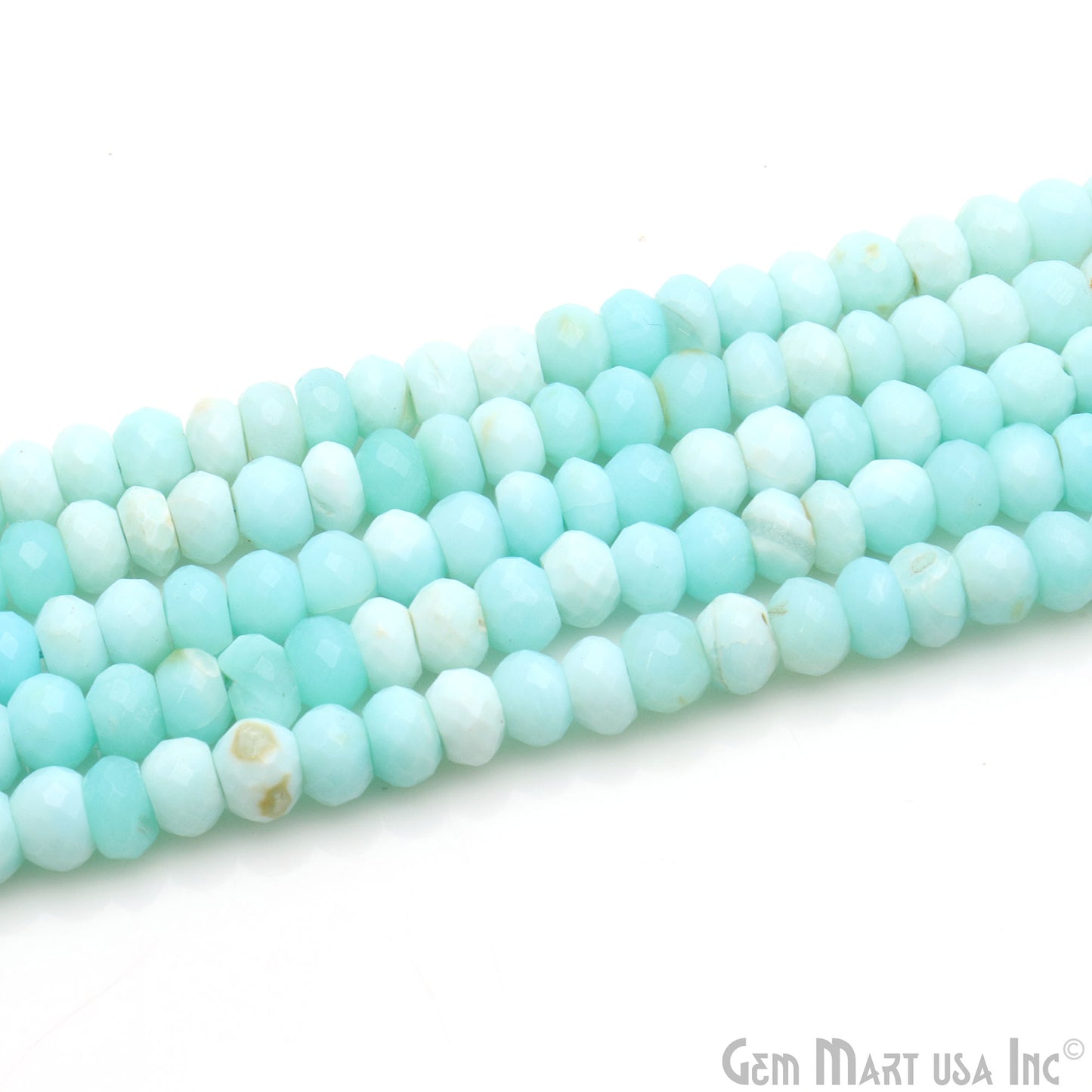 Green Opal 6-7mm Faceted Beads Rondelle Chain 13''