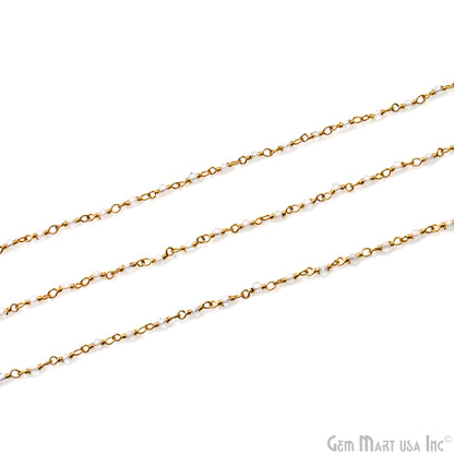 Crystal Faceted 2mm Gold Plated Gold Wire Wrapped Rosary Chain