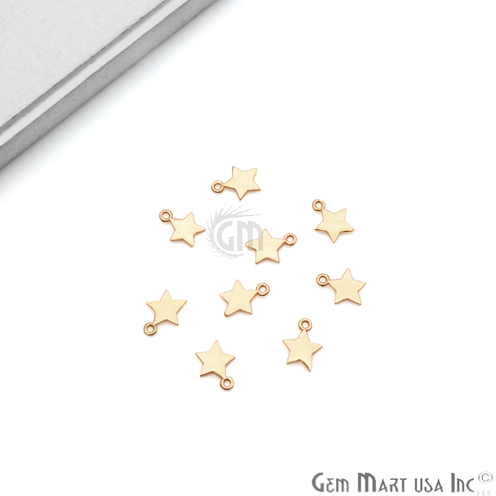 Star Shape 10x8mm Gold Plated Finding Charm, DIY Jewelry - GemmartUSA
