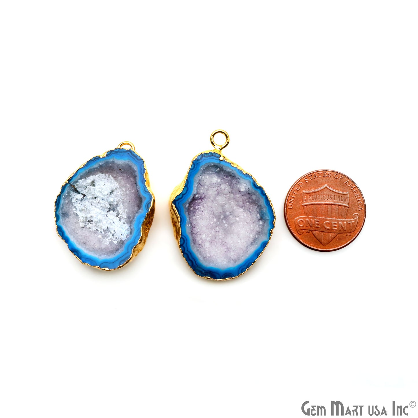 Geode Druzy 34x24mm Organic Gold Electroplated Single Bail Gemstone Earring Connector 1 Pair