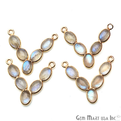DIY, Labradorite Gold Plated 24x21mm V Chandelier Finding Component - GemmartUSA