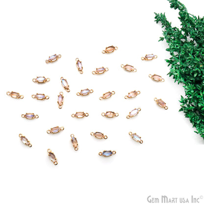 Rainbow Moonstone Cabochon Marquise Prong Gold Plated Bail Connector