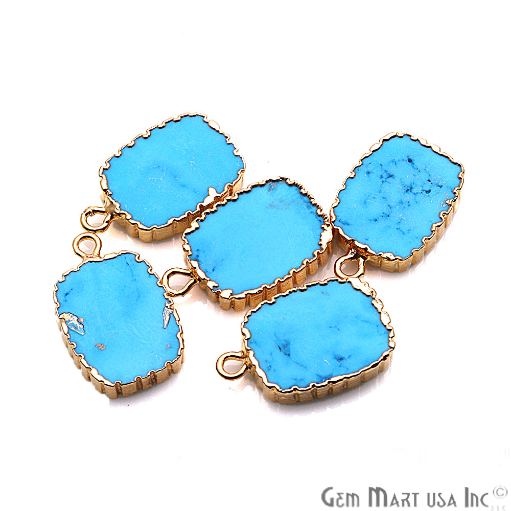 Octagon 12x16mm Gemstone Zig Zag Gold Edged Connector (Pick Stone, Bail) - GemMartUSA