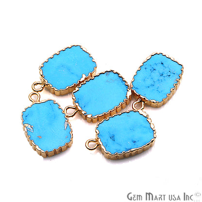 Octagon 12x16mm Gemstone Zig Zag Gold Edged Connector (Pick Stone, Bail) - GemMartUSA