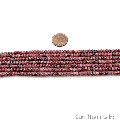 Rhodochrosite Jade 3-4mm Faceted Rondelle Beads Strands 14Inch - GemMartUSA