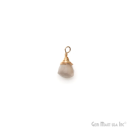 Multi Moonstone Trillion 6mm Gold Plated Wire Wrapped Gemstone Drop Single Bail Connector