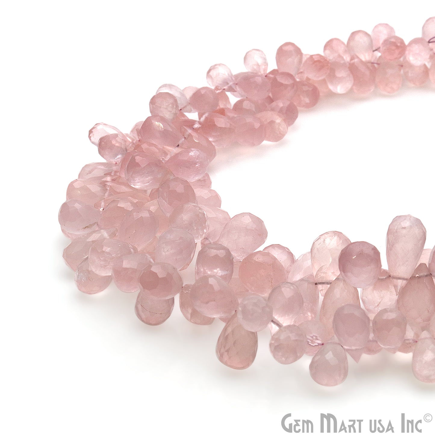 Rose Quartz Teardrop Beads, 10 Inch Gemstone Strands, Drilled Strung Briolette Beads, Teardrop Shape, 11x6mm