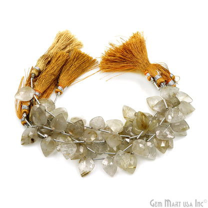 Golden Rutile Kite Beads, 6 Inch Gemstone Strands, Drilled Strung Briolette Beads, Kite Shape, 16x12mm