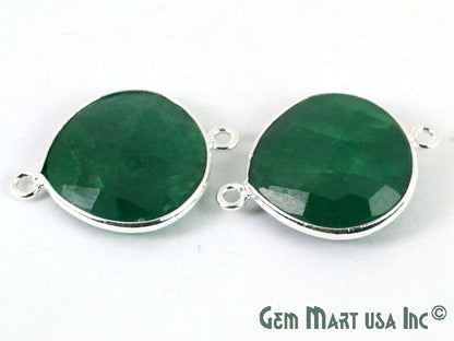 Heart 16mm Silver Bezel Double Bail Gemstone Connector