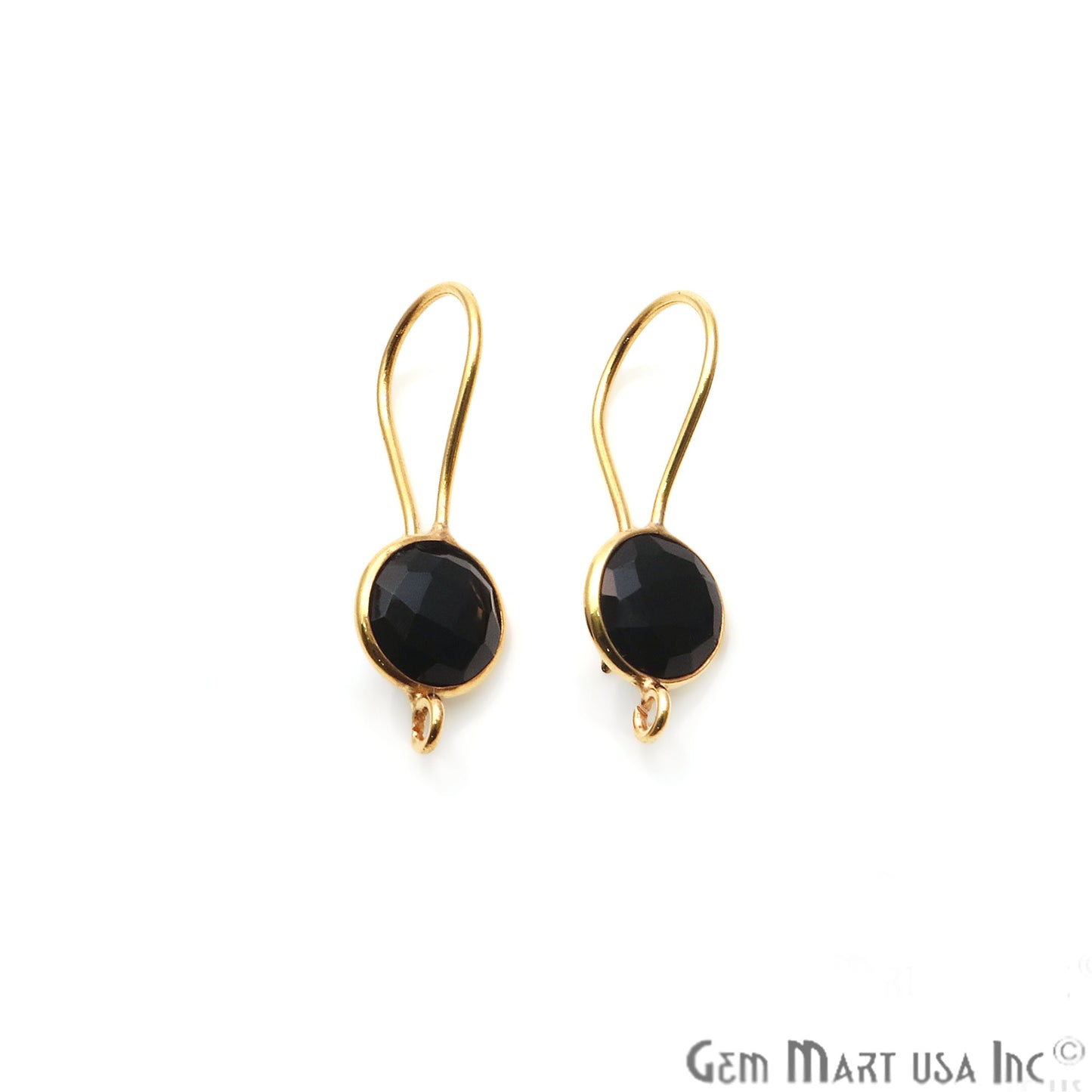 DIY Gemstone 26x9mm Gold Plated Round Hook Earring (Pick Gemstone) - GemMartUSA