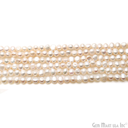 Pearl Rough Beads, 16 Inch Gemstone Strands, Drilled Strung Briolette Beads, Free Form, 6x4mm