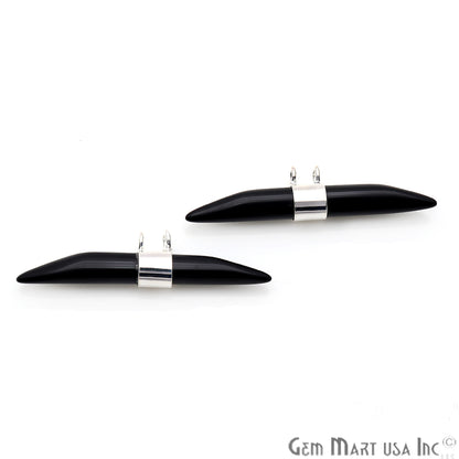 Double Point 41x9mm Gemstone Connector (Pick Your Gemstone & Plating) - GemMartUSA