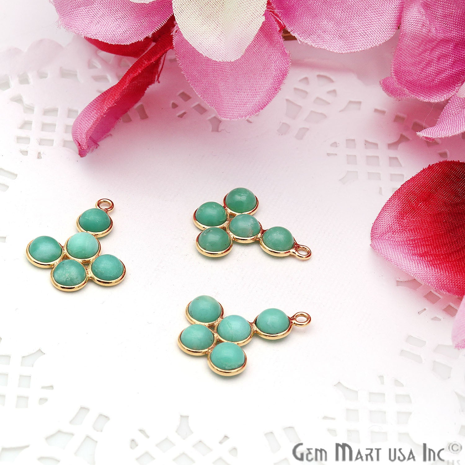 Chrysoprase Gemstone 20x16mm Gold Bezel Component - GemMartUSA