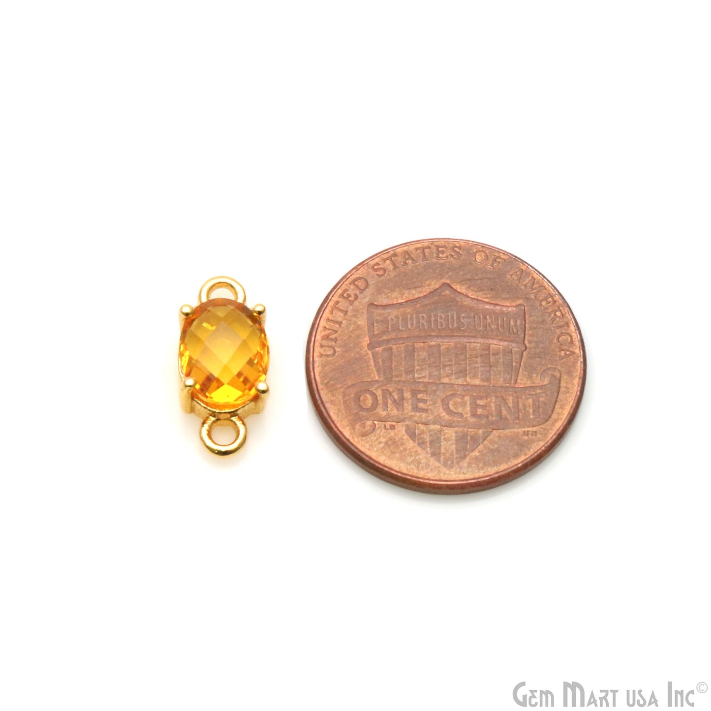 Gemstone Oval 6x8mm Gold Plated Prong Setting Double Bail Connector