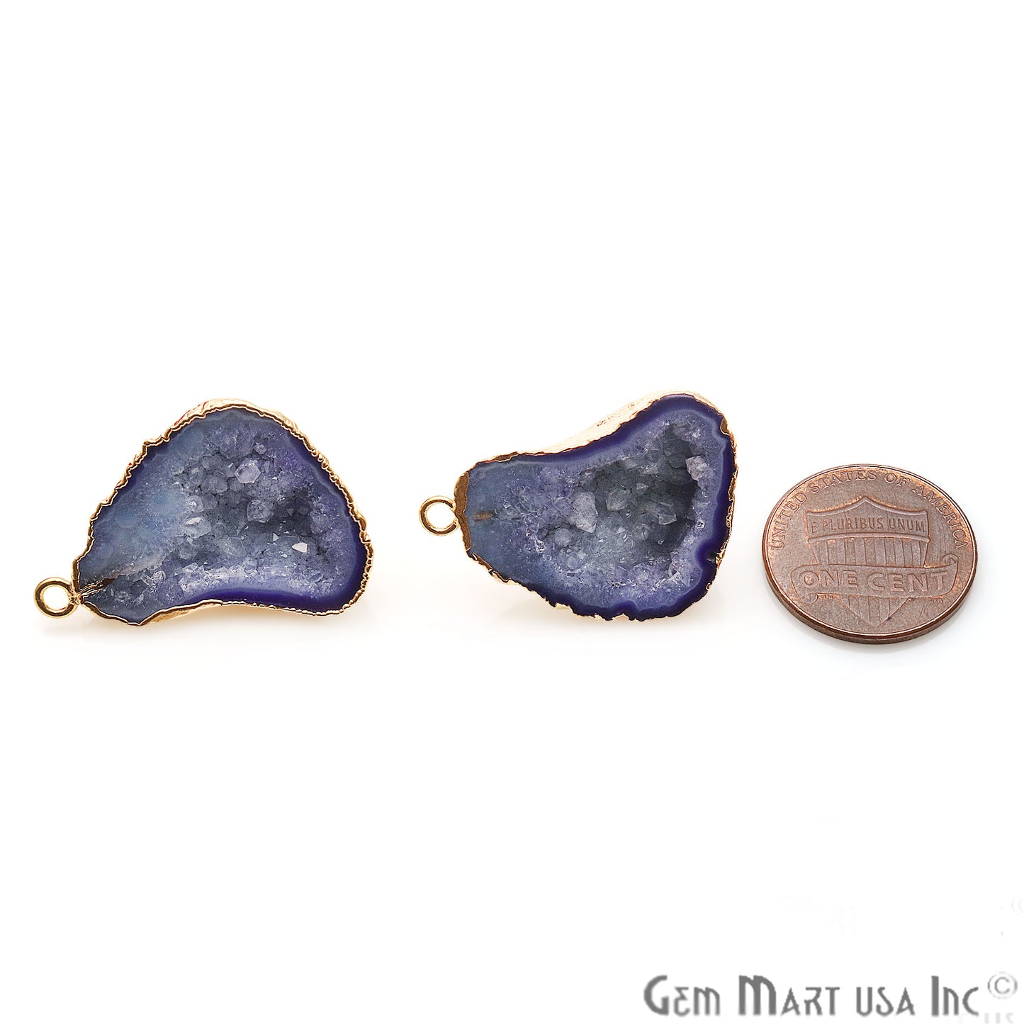 DIY Agate Slice Geode Druzy 16x27mm Gold Electroplated Loop Connector Studs Earrings - GemMartUSA