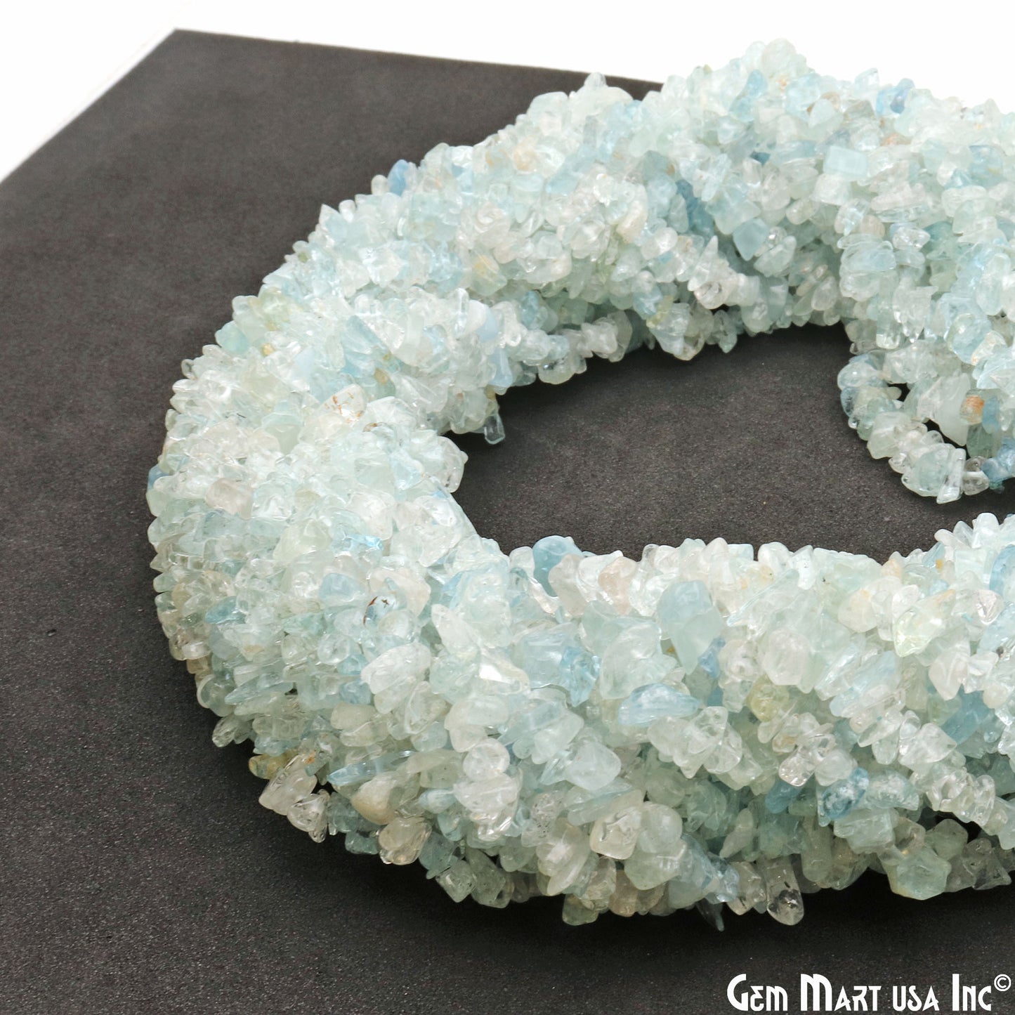 Natural Aquamarine Semi Precious Gemstone Chip Beads 34" Strand - GemMartUSA