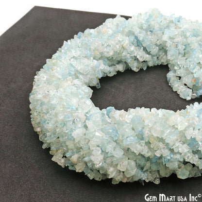 Natural Aquamarine Semi Precious Gemstone Chip Beads 34" Strand - GemMartUSA