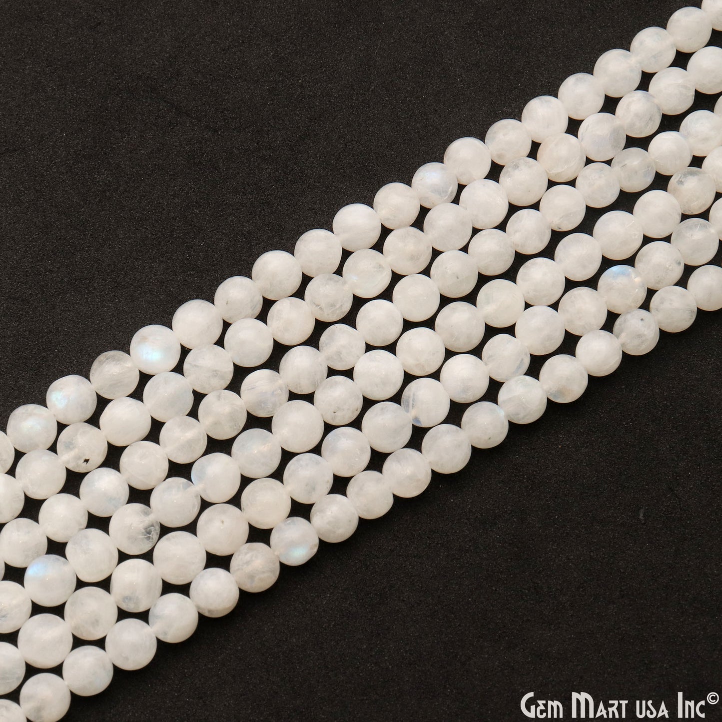 Rainbow Moonstone Cabochon Beads, 13 Inch Gemstone Strands, Drilled Strung Briolette Beads, Cabochon Shape, 7-8mm