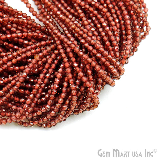 Garnet Rondelle Beads, 13 Inch Gemstone Strands, Drilled Strung Nugget Beads, Faceted Round, 1.5-2mm, 1 Strand, GemMartUSA