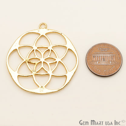 Mandala Shape Finding 40x36mm Gold Plated Chandelier Jewelry Charm - GemMartUSA