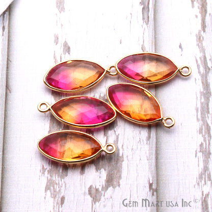 Doublet Aura Quartz 8x16mm Marquise Connector (Pick Color, Plating, Bail) - GemMartUSA