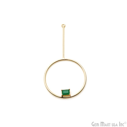 Round Dangler 66x33mm Gold Plated Gemstone Pendant Connector
