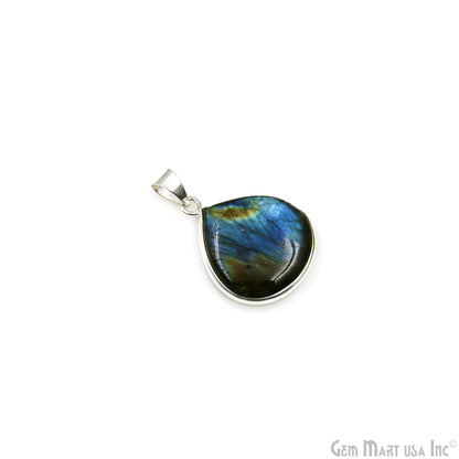 Labradorite Gemstone Heart 29x24mm Sterling Silver Necklace Pendant 1PC