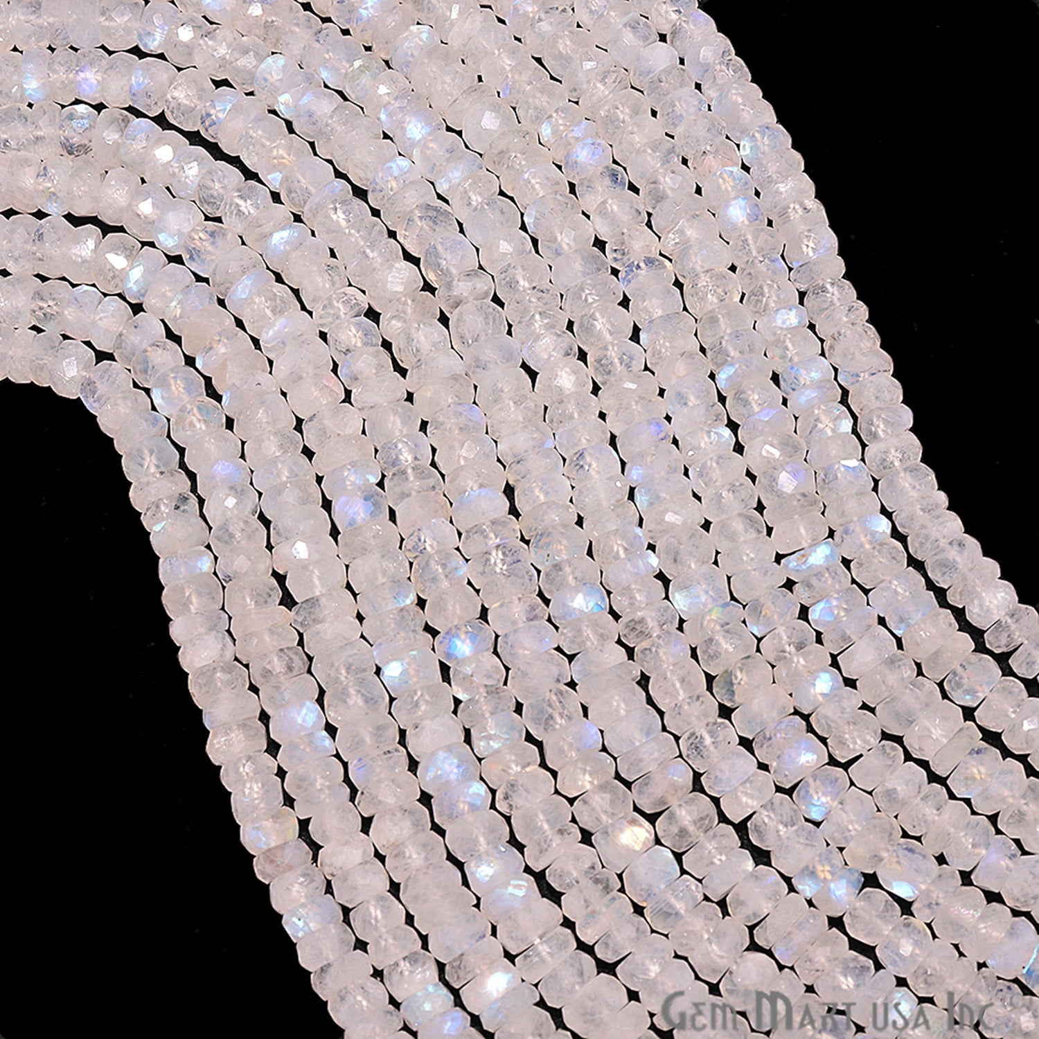 Rainbow Moonstone 5-6mm Round Rondelle Strand Beads - GemMartUSA