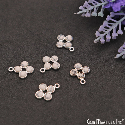 Howlite Component Silver Plated 4pc Square 15x9mm - GemMartUSA
