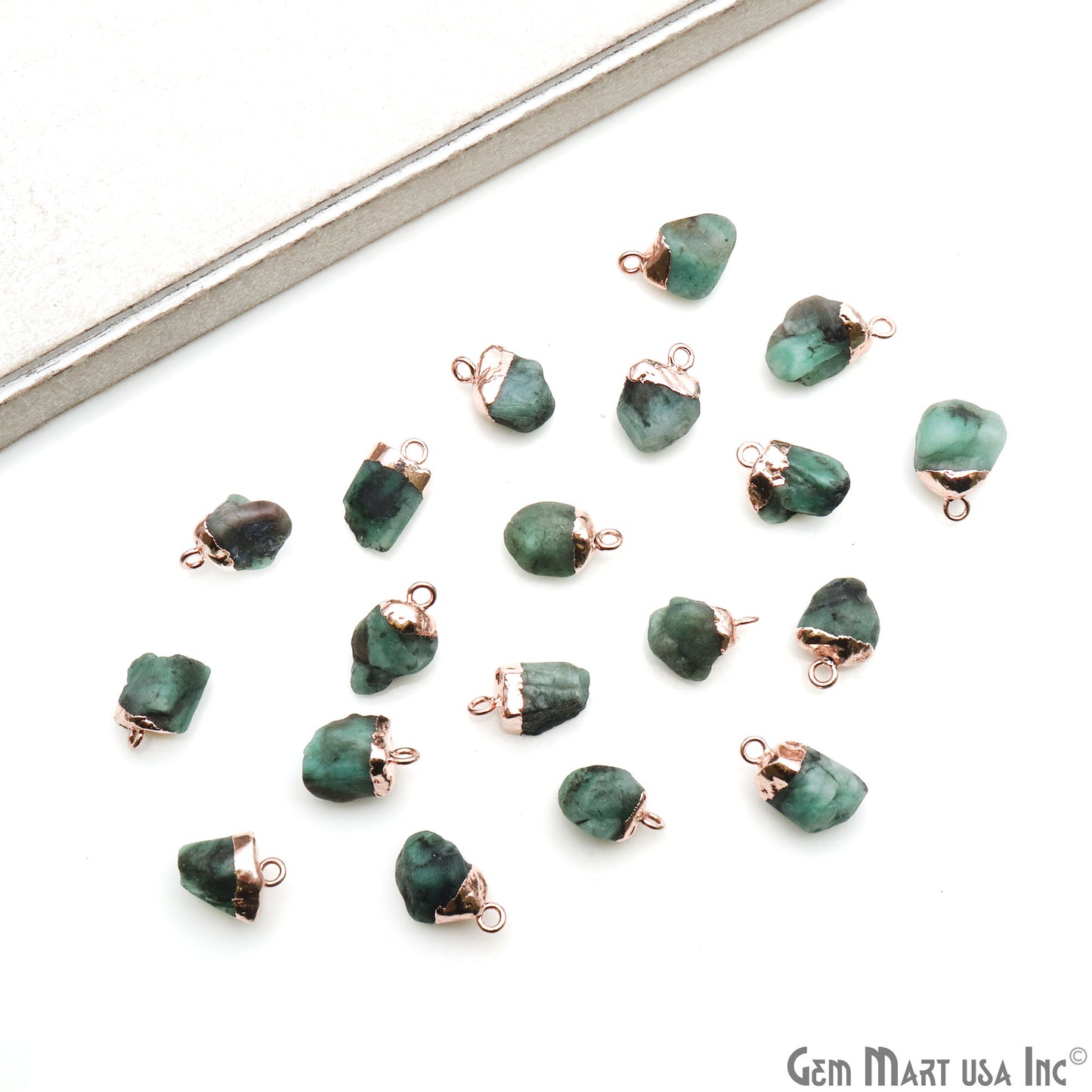 Emerald Gemstone Rose Gold Electroplated Single Bail Connector