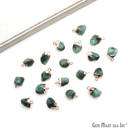 Emerald Gemstone Rose Gold Electroplated Single Bail Connector