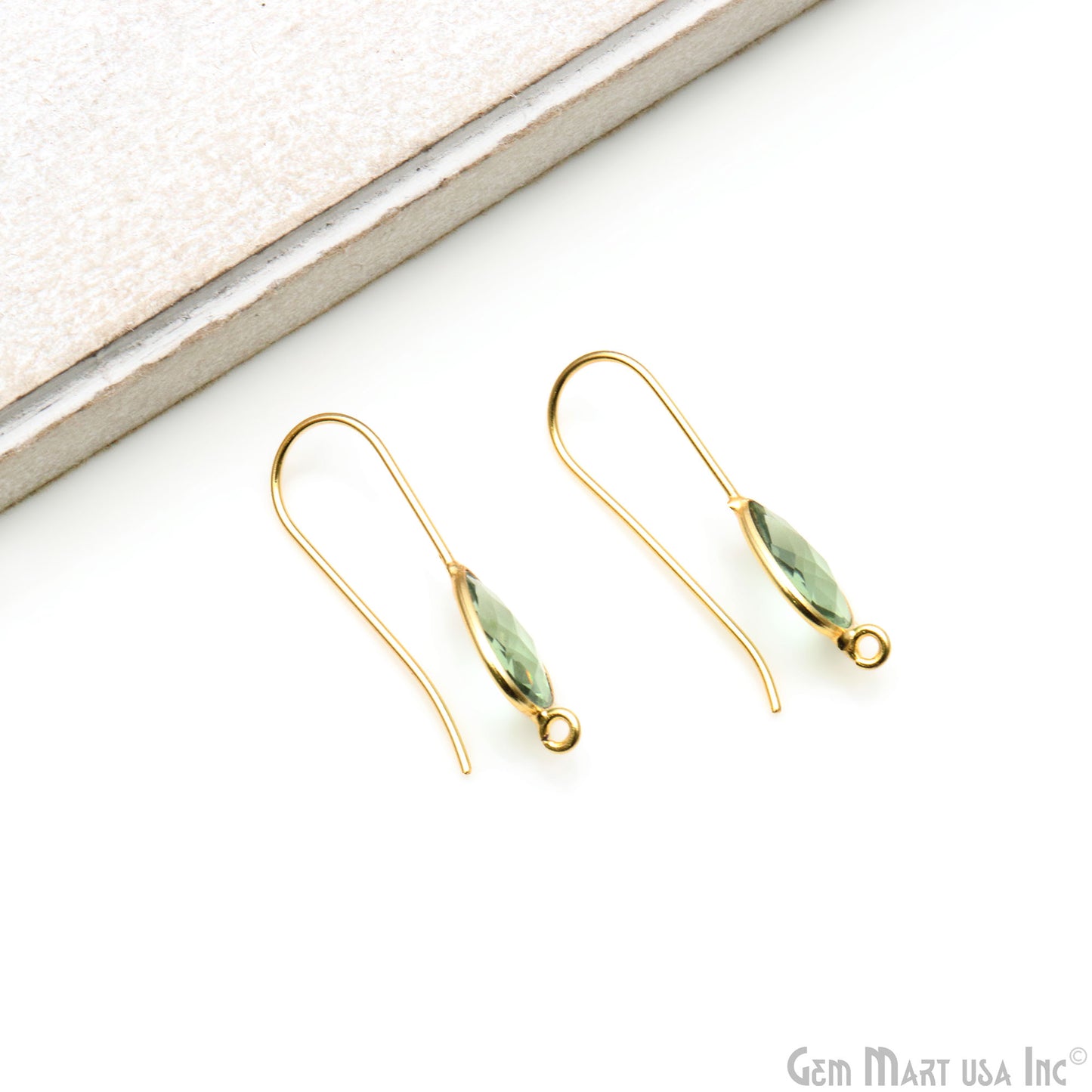 Pear Shape 31x9mm Gemstone Connector Hook Earrings