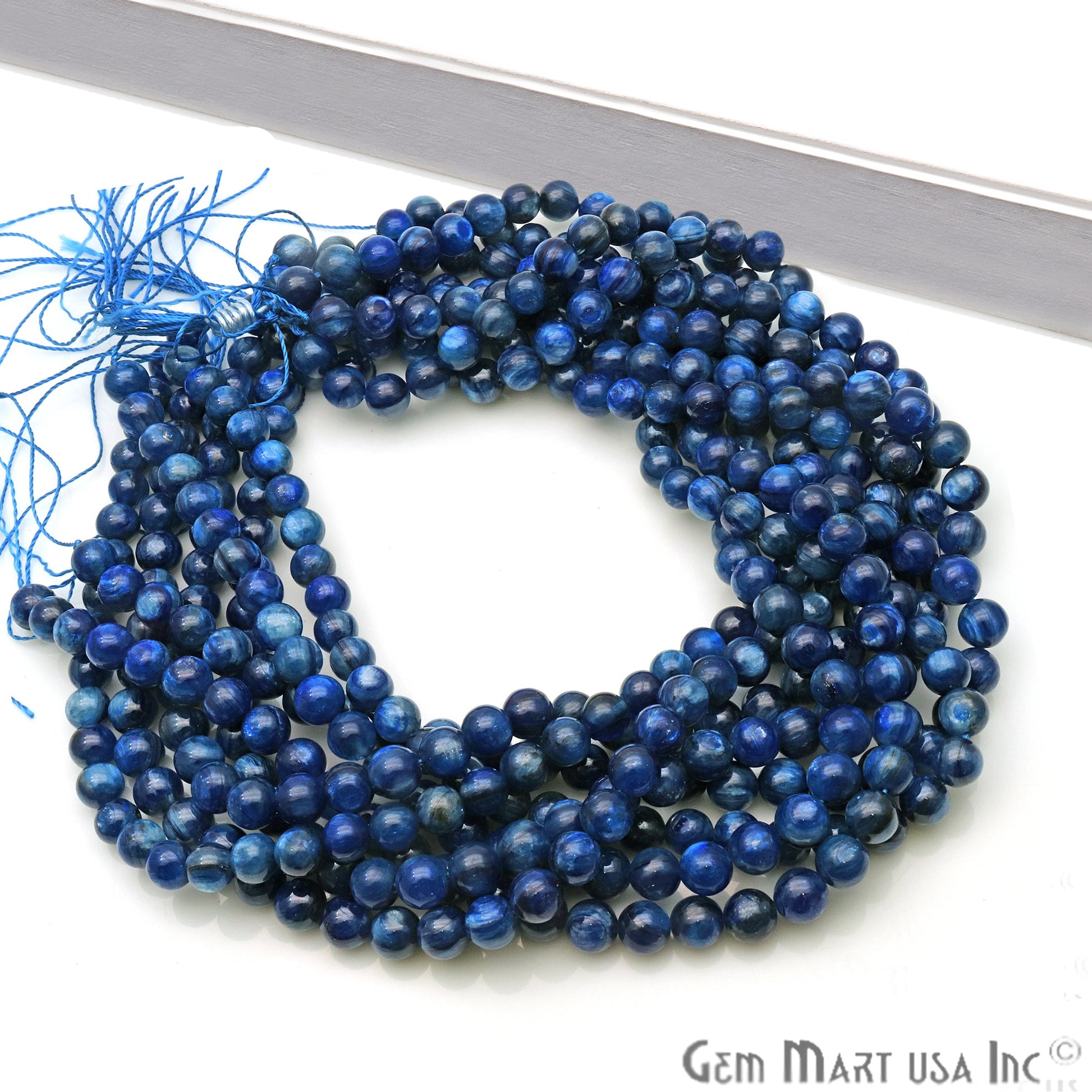 Kyanite 8-9mm Cabochon Rondelle Beads Strands 14Inch - GemMartUSA