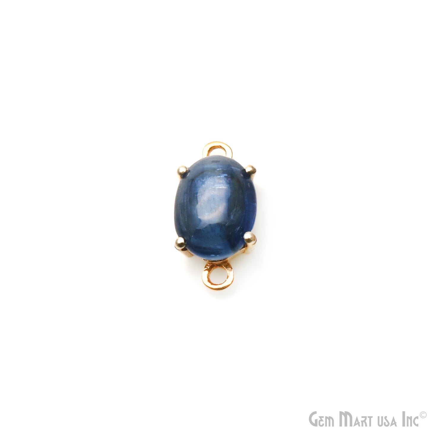 Kyanite Gemstone Oval 7x9mm Prong Setting Gold Plated Connector