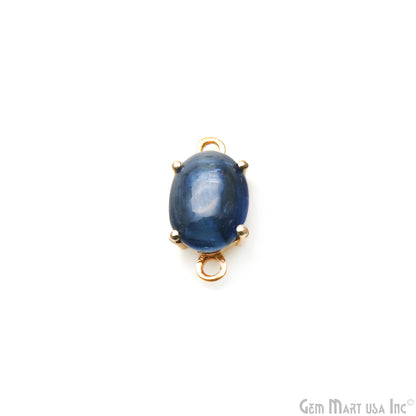 Kyanite Gemstone Oval 7x9mm Prong Setting Gold Plated Connector