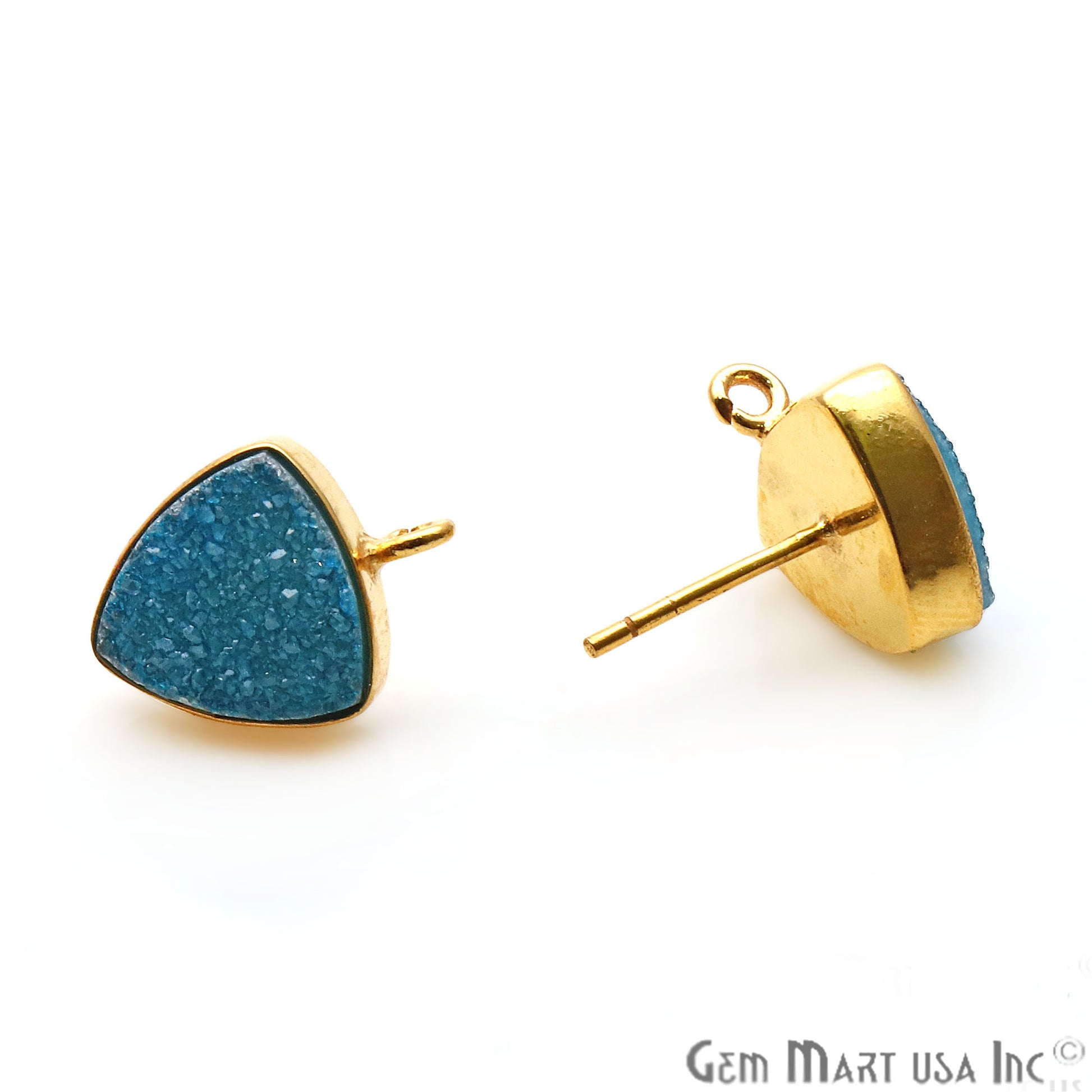 DIY Color Druzy Trillion 10mm Single Bail Connector Stud Earring (Pick Color) - GemMartUSA
