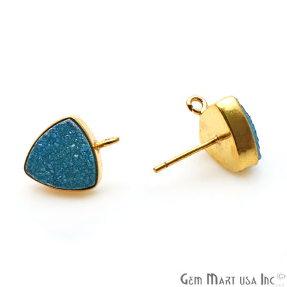 DIY Color Druzy Trillion 10mm Single Bail Connector Stud Earring (Pick Color) - GemMartUSA