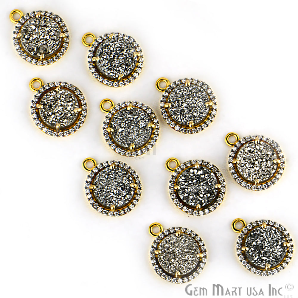 Cubic Zircon Pave 10mm Round Double Bail Druzy Connector (Pick Your Druzy) - GemMartUSA