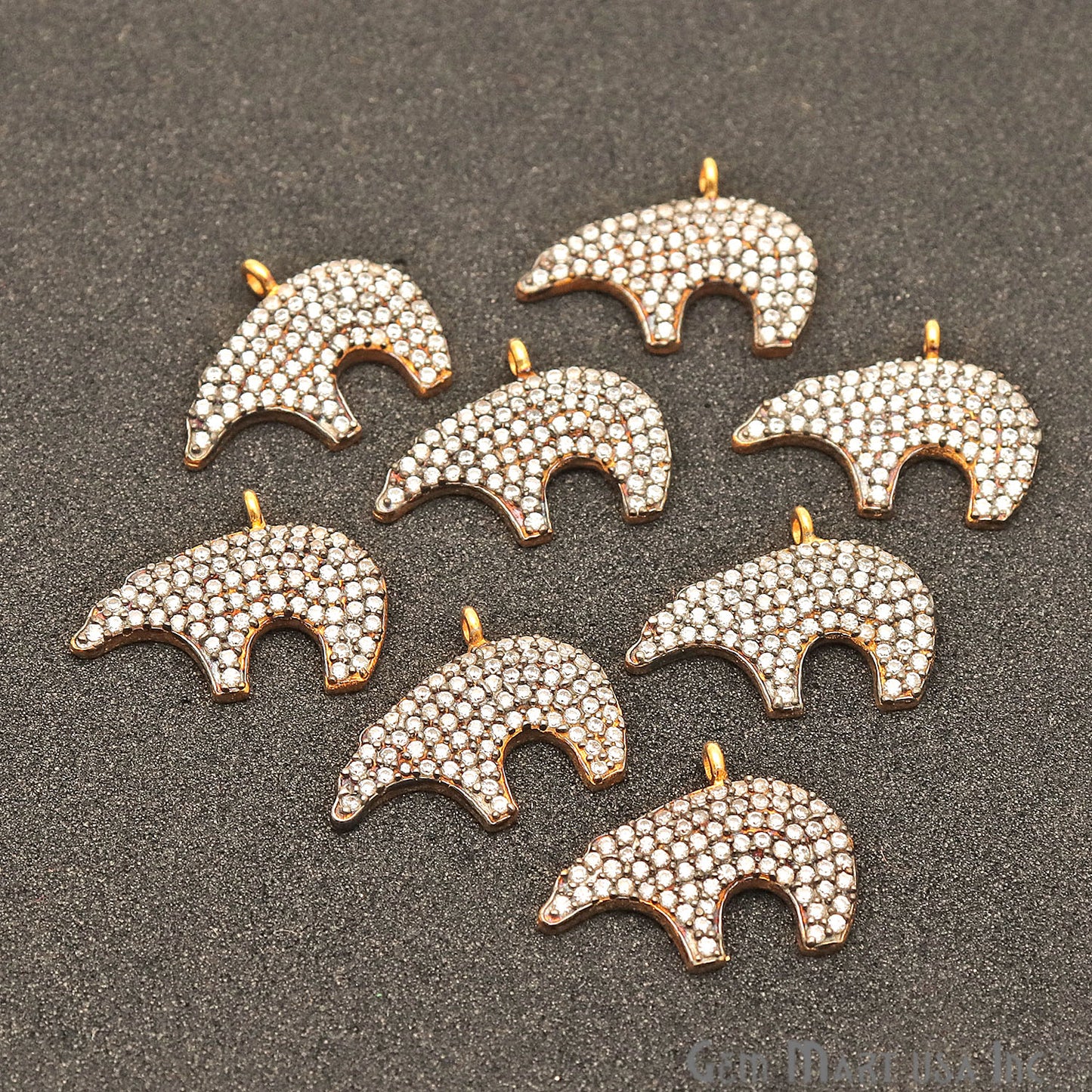 Bear' CZ Pave Gold Vermeil Charm for Bracelet & Pendants - GemMartUSA