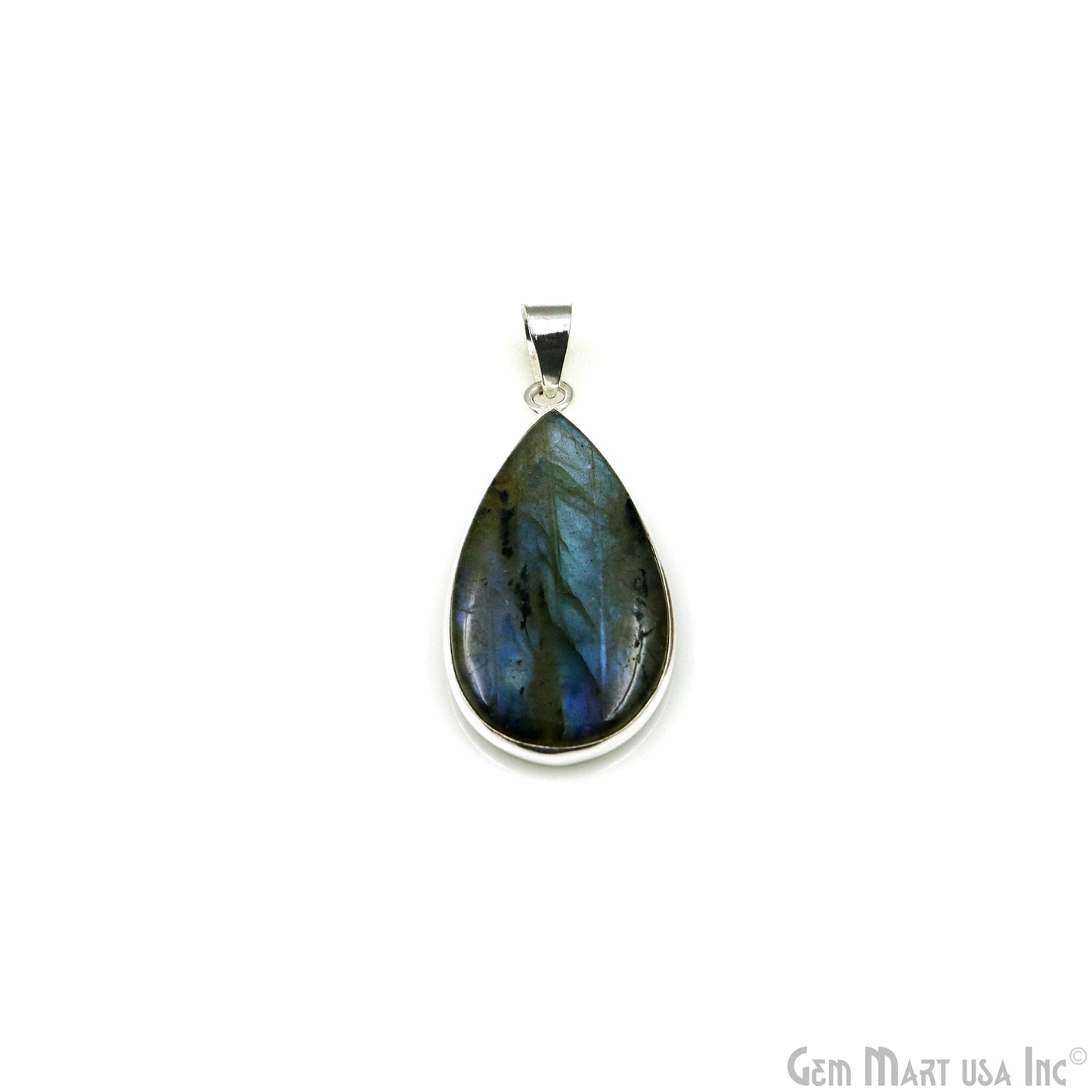 Labradorite Gemstone Pears 38x20mm Sterling Silver Necklace Pendant 1PC