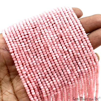 Pink Chalcedony Rondelle Beads, 12.5 Inch Gemstone Strands, Drilled Strung Nugget Beads, Faceted Round, 3-4mm