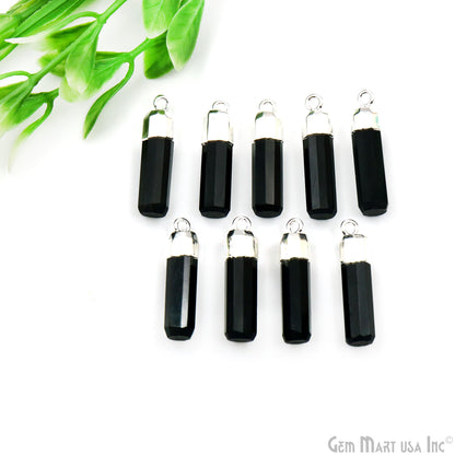 Single Point 25x7mm Silver Electroplated Gemstone Connector