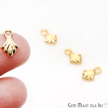 5pc Lot Seashell Finding 8x7mm Gold Plated Jewelry Making Charm - GemMartUSA
