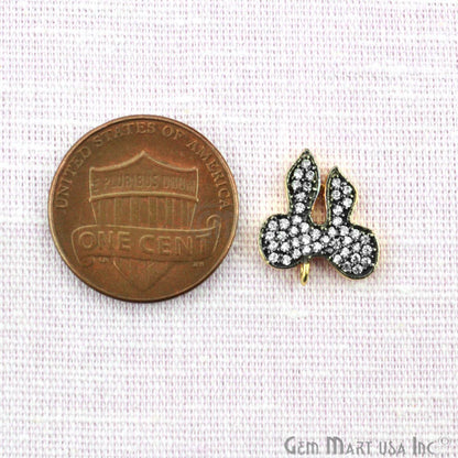 Cubic Zircon Pave 'Bow' Gold Vermeil Charm For Bracelet & Pendants - GemMartUSA